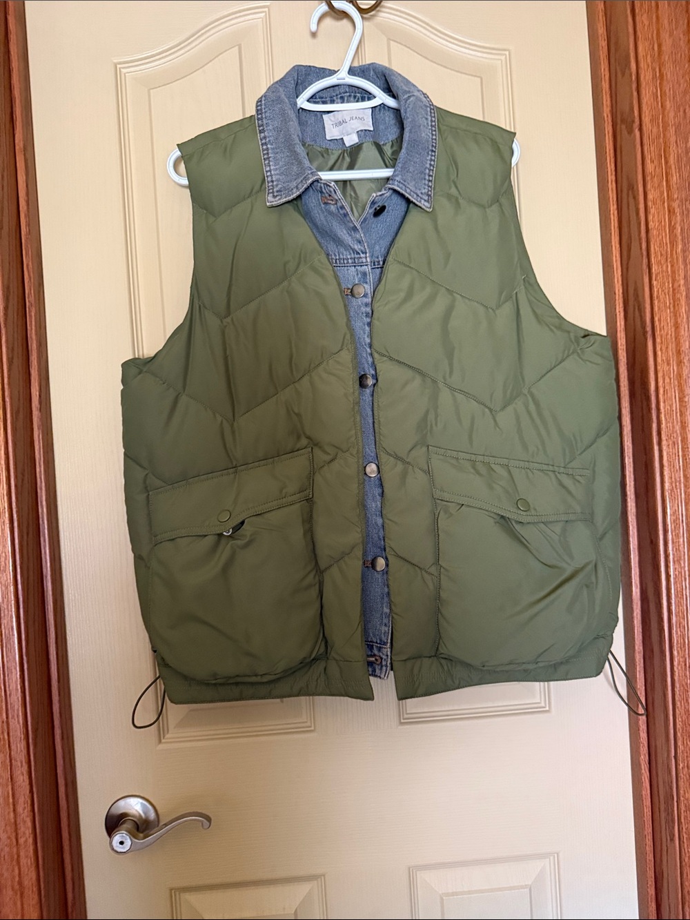 Tribal Olive Green Puffer Vest
